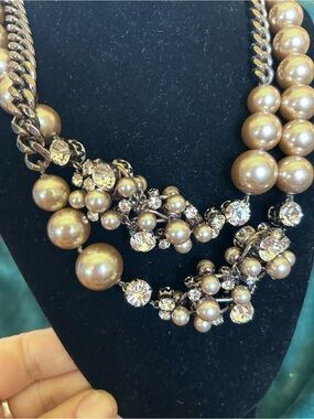 Givenchy Gold-Tone Faux Pearl & Crystal Cluster Necklace